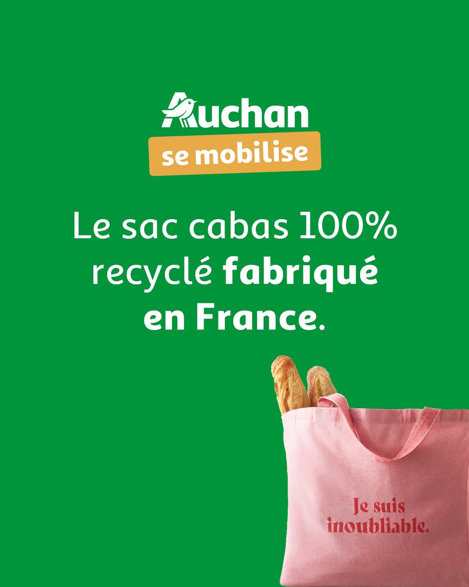 AUCHAN_France's tweet photo. En 2022, #Auchan et #Indispensac ont décidé d’agir ensemble en créant le sac cabas 100% #recyclé fabriqué en 🇫🇷
Grâce à ce partenariat, ce dernier a obtenu de nombreux prix, dont le prix @LSAconsommation spécial innovation solidaire !
Pour plus d’infos 👉https://t.co/508kvDHdBH https://t.co/v9fMEjotoA