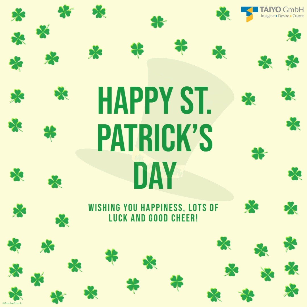 TaiyoGmbH's tweet photo. Happy Saint Patrick´s Day 2023!

#taiyo #taiyogmbh #taiyogmbhgermany #happysaintpatricksday #patricksday #patricksday2023 #happysaintpatricksday2023 #stpatricksday
#greenday #allgreen #stpattysday #stpaddysday #lucky #stpatricks #stpatrick #paddysday #march https://t.co/D1AKKYK0MJ