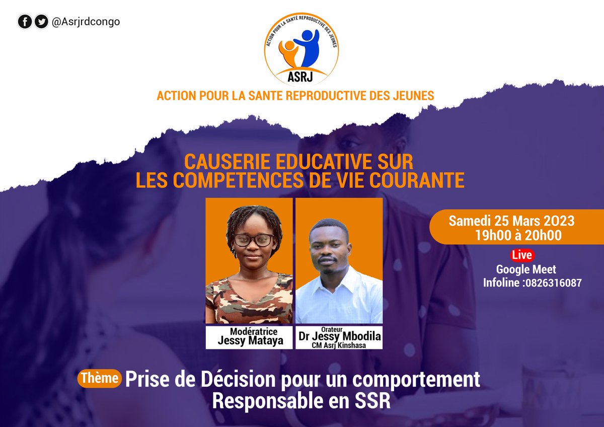 NzeketaD's tweet photo. #ASRJ_CVC: Par manque d'une éducation sexuelle complète dans nos familles et écoles,les adolescents surtout les filles sont influencés par leurs pairs et prennent des mauvaises décisions compromettant leur avenir. Rejoignez-nous pour en discuter et proposer des solutions. https://t.co/AjaerST906