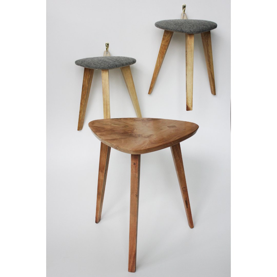 ShaneHollandDW's tweet photo. The 'Póg mó Thóin Stoolín' is a redesign of a  traditional Irish milking stool. It easy to store away, perfect for extra seating for #stpatricksday  #celebrations.  Lá Fheile Pádraig sona duit.
 #traditionalfurniture #milkingstool #stool #woodenstool #woodentable  #designermaker https://t.co/2AhwwCmH47