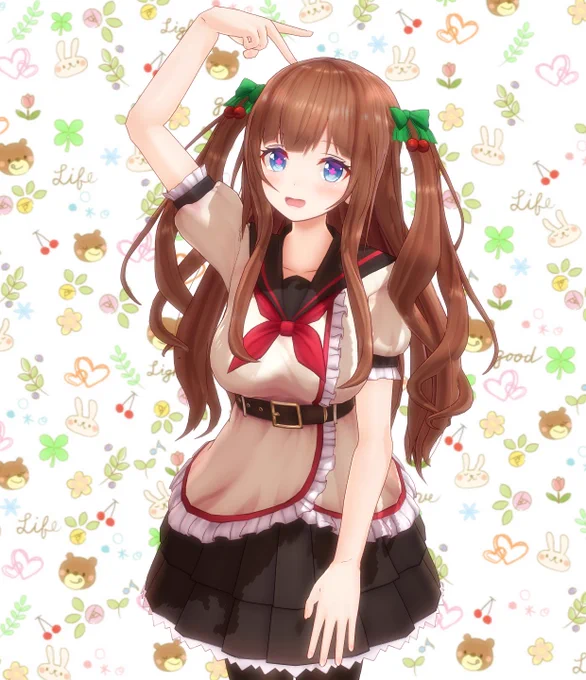チェリーピースをするちえりちゃんさくらんぼといえばちえりちゃんよね#花京院ちえり#ちぇり絵<(C)Appland, Inc.> 