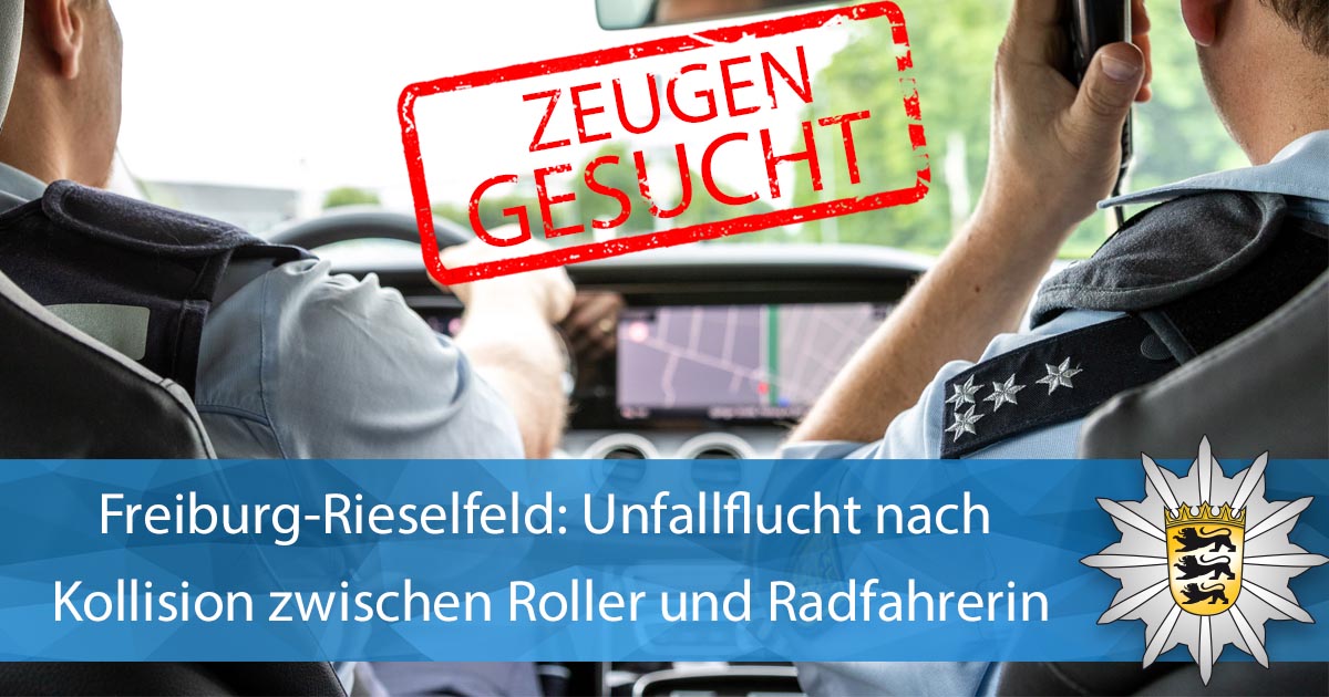 #Freiburg-#Rieselfeld: Unfallflucht nach Kollision zwischen Roller und Radfahrerin: presseportal.de/blaulicht/pm/1…

Die #Verkehrspolizei hat die Ermittlungen aufgenommen und bittet Zeugen,  die Hinweise zum Tatverdächtigen geben können, sich unter ☎️ 0761/882-3100 zu melden.