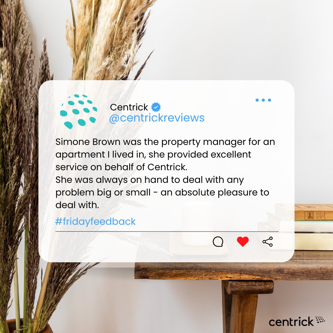 Simone is the star of this week's Feedback Friday! ⭐

With no job too big or small,  Simone is always on hand to help!  

Get in touch to see how our property services can help you! >>> centrick.co.uk/contact-centri…
