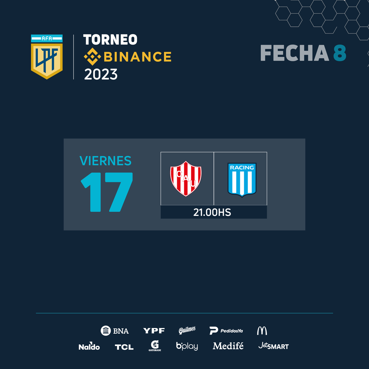 LigaAFA's tweet photo. 🏆 #TorneoBinance 2023

⚽️ @clubaunion 🆚 @RacingClub 
⏰ 21.00 https://t.co/IYE6A5cZKF