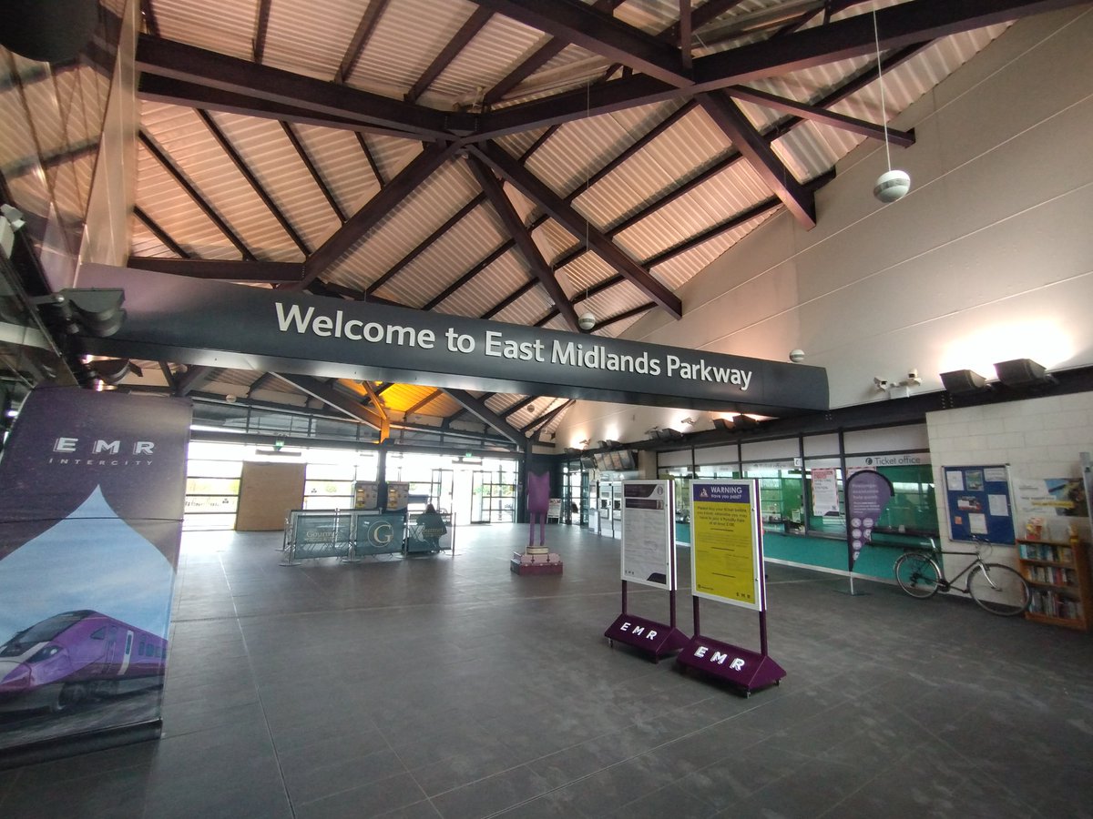 Changing trains at East Midlands Parkway station.  Never visited before but a empty place. Big station and car park. Only bus - four journeys a date rural service to Clifton Park and Ride. Vast potential so Ratcliffe on Soar power station redevelopment can't come soon enough!