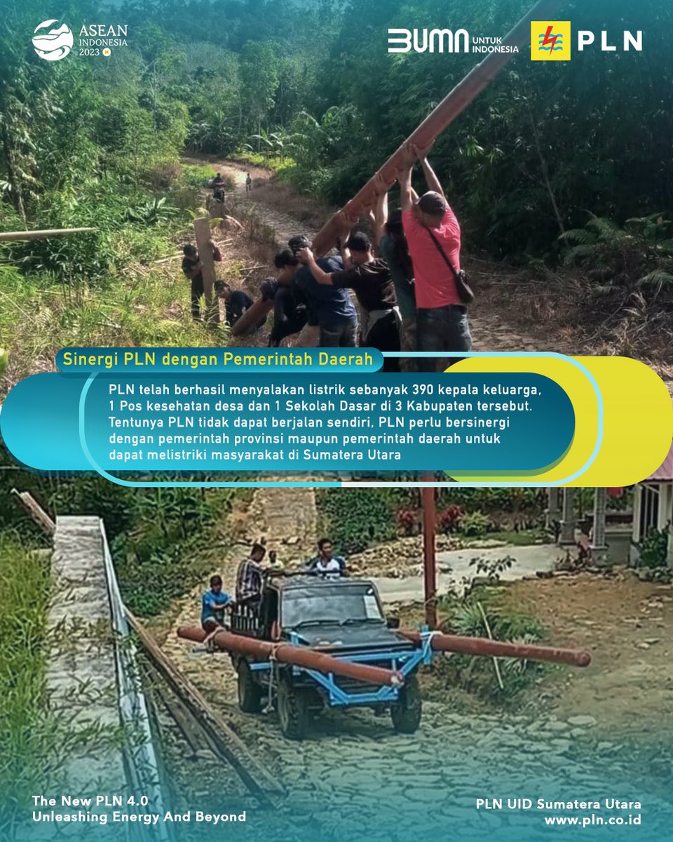 plnsumut_'s tweet photo. PLN Unit Induk Distribusi Sumatera Utara terus berkolaborasi dengan Pemerintah Daerah dalam menerangi hingga pelosok negeri. Tidak tanggung, PLN berhasil melistriki 3 Kabupaten di Sumatera Utara. #PLNUntukIndonesia #plnSumut #UnleashingEnergyandBeyond https://t.co/792snwvtr1