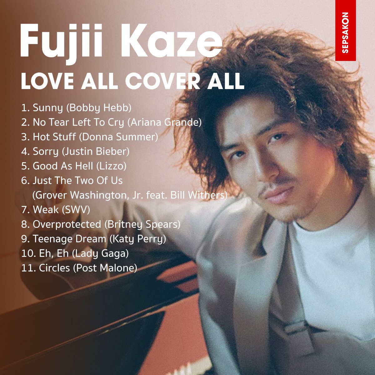Sepsakon's tweet photo. งานนี้ดี! อยากแนะนำ LOVE ALL COVER ALL อัลบั้มพิเศษที่ Fujii Kaze คัฟเวอร์ศิลปินดังอย่าง Post Malone, Justin Bieber, Donna Summer, Lady Gaga, Katy Perry, Bobby Hebb, Britney Spears อัลบั้มนี้ลงมิวสิกสตรีมมิงด้วย https://t.co/bHdlA4aO5F