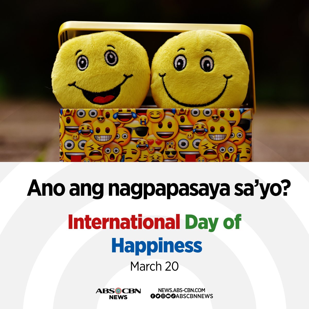 ABSCBNNews's tweet photo. Pera, pamilya o siya? 😅

Itinakda ng United Nations ang Marso 20 bilang 'International Day of Happiness.'

Para sa latest na balita at impormasyon sumali sa ABS-CBN News Viber community: https://t.co/CZaIc7pBBF https://t.co/dBmszjtP2b