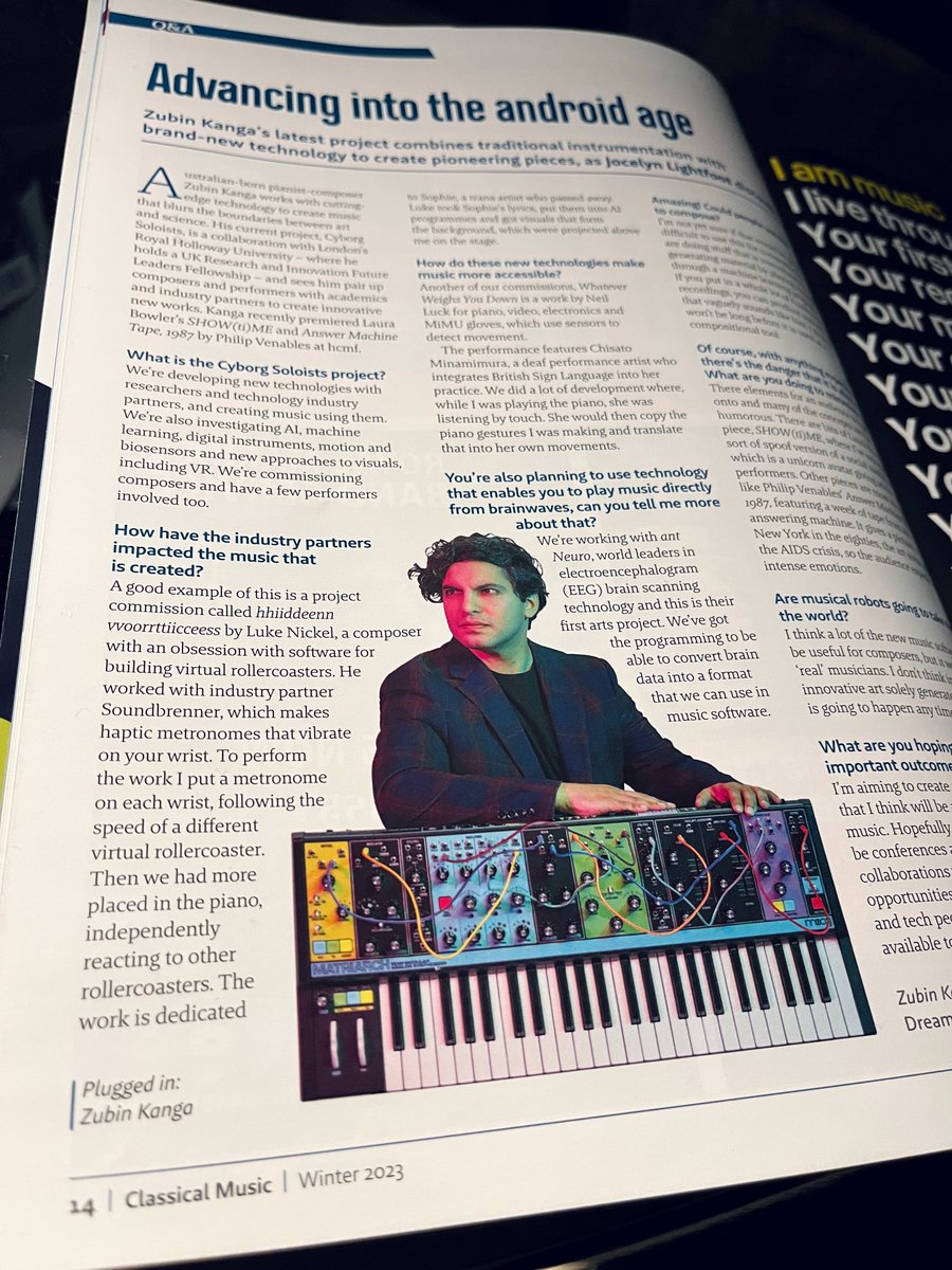 Thanks to @jossylightfoot for this feature interview in the Winter edition of @ClassicalMusic_ , discussing @cyborgsoloists projects including collaborations with @LJBcomposer, @lukejnickel, @Neilluck and Philip Venables. classical-music.uk/news/article/w…