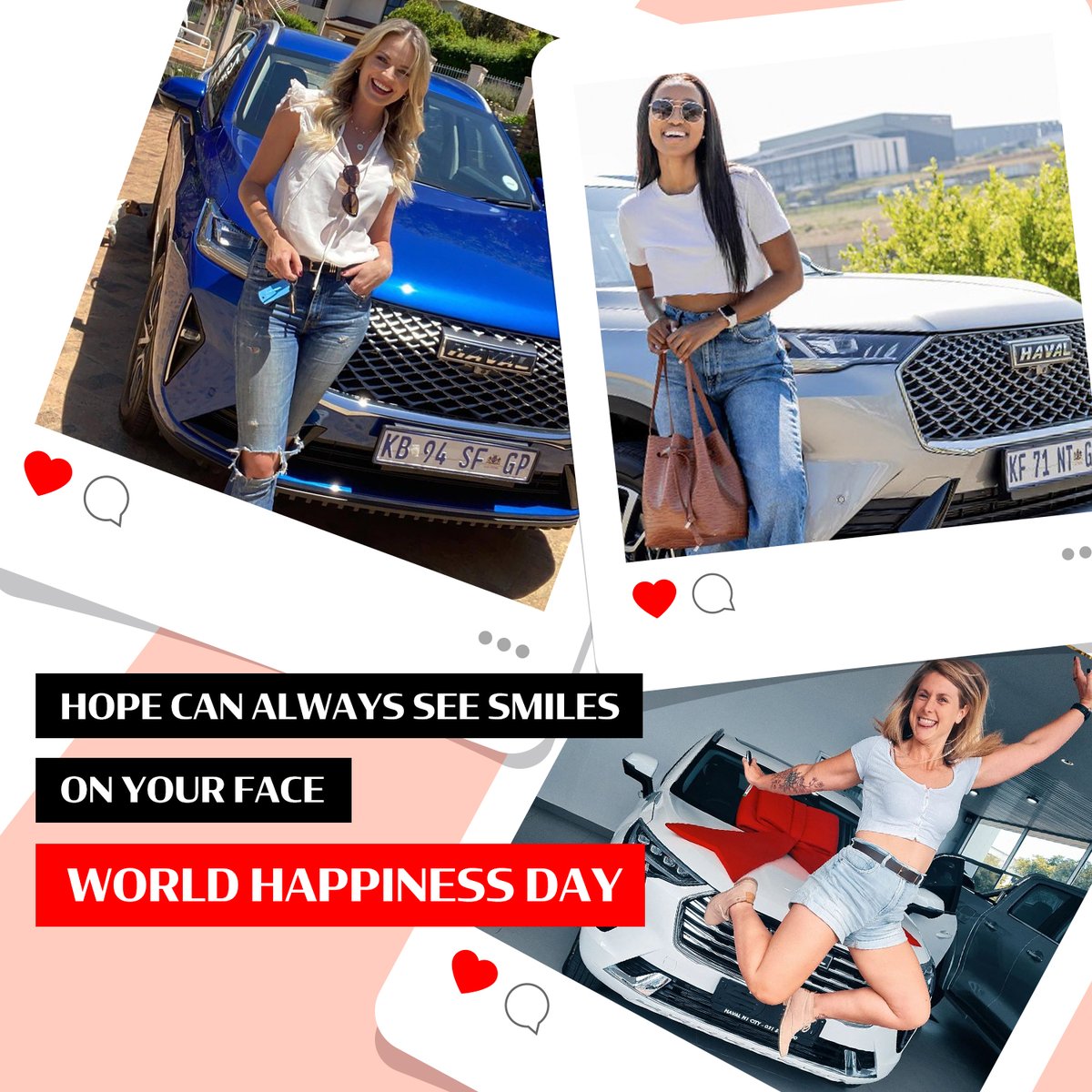GlobalHaval's tweet photo. It is the best thing to see your beautiful smile with #HAVAL. Hope you can always enjoy your #HAVALife. Happy happiness day.
#HAVALifeForAll #WorldHappinessDay https://t.co/M5yx1LtGJo