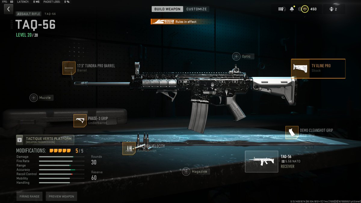 WarsZ's tweet photo. THE BEST TAQ-56 CLASS WITH NO TUNING FOR RANKED PLAY IN SEASON 2 RELOADED! No other attachments below ;) 😁 https://t.co/adouiKJnMs