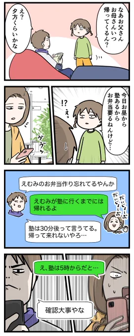 確認してなかったお父さんとお母さんのピンチ
娘の起点でなんとかなってしまう

#コミックエッセイ
#漫画が読めるハッシュタグ 
