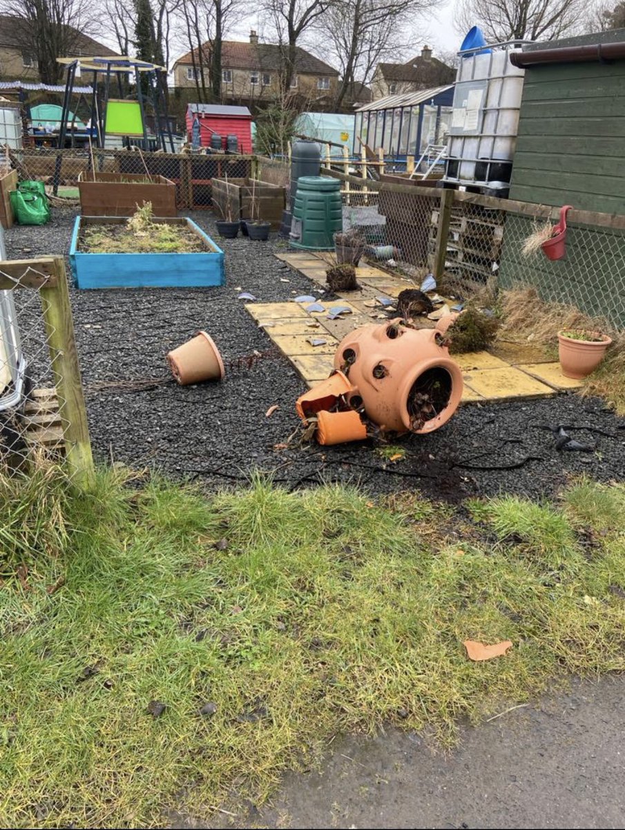 3townzgrowers's tweet photo. There are no words to describe how we are feeling today. It’s sickening vandalism. Community plot trashed, seedlings killed, picnic area smashed @AyrshireNPolice will be coming along soon to support. #community #allotments #ayrshire https://t.co/UPHXccERyo