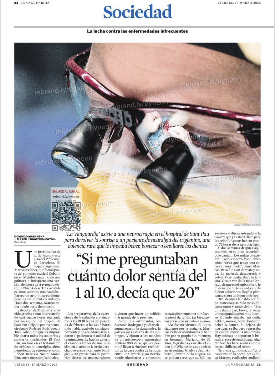 UCNSantPau's tweet image. Hoy @LaVanguardia, a través de la historia de un paciente operado por nuestro equipo, se hace eco de una enfermedad que puede llegar a mermar gravemente la calidad de vida de quien la sufre, la #neuralgiadeltrigémino. Precioso artículo. Gracias por ayudarnos a dar visibilidad.