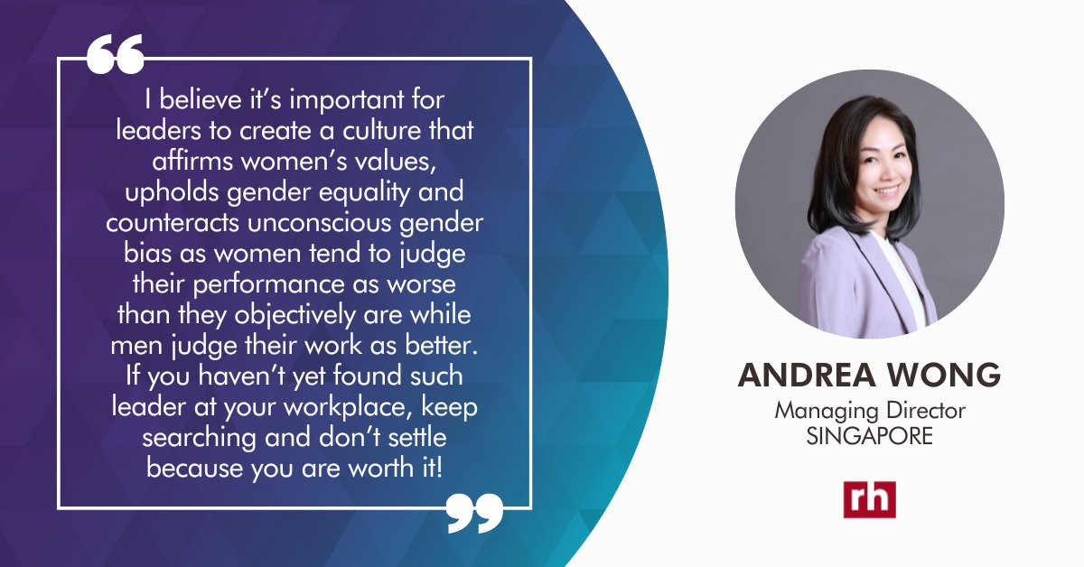"...keep searching and don't settle because you are worth it!" - Andrea Wong, Managing Director, Singapore
#RobertHalf #InternationalWomensDay #IWD2023