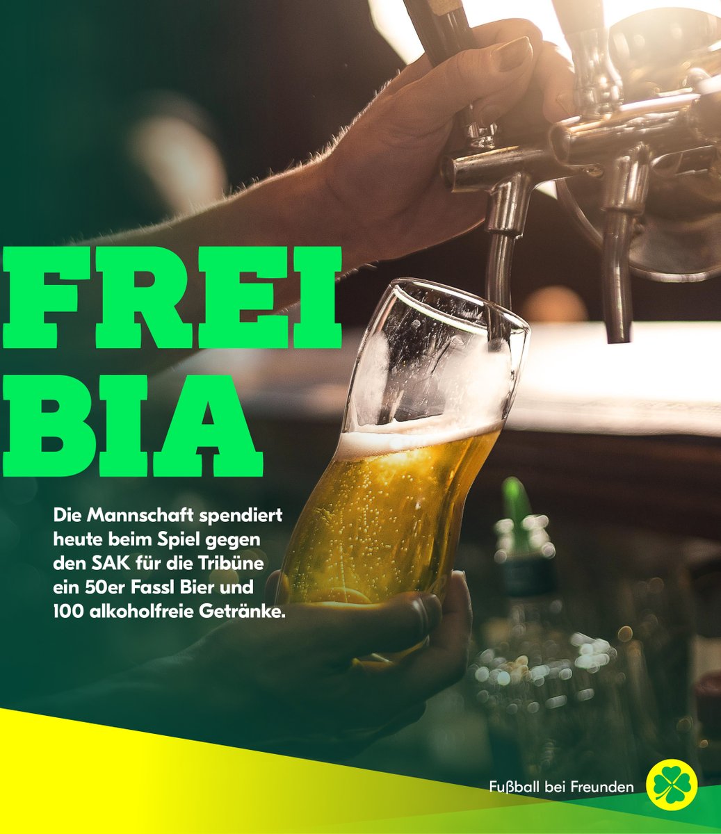 Heute gehts nicht nur um ganz wichtige Punkte, sondern gegen den SAK Klagenfurt (19 Uhr) sagt die Mannschaft #DANKE und spendiert für die Tribüne ein 50er Fassl Bier und außerdem 100 alkoholfreie Getränke. 🍀🍺 #freibier #moaka #fan #prost #regionalligamitte #rlm #vöcklamarkt