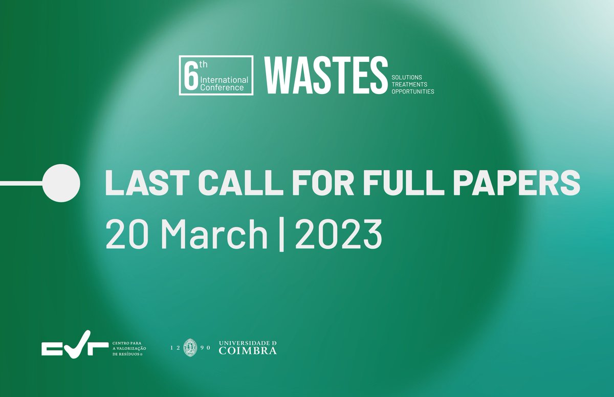 ⚠️ LAST CALL

🗓️ The deadline for Full Papers submission is approaching: 20 March 2023.

All the Full Papers accepted will be included in a book published by CRC Press – Taylor &amp; Francis Group, that will be proposed to Scopus and ISI for indexing.

🔗 wastes2023.org/call-for-papers
