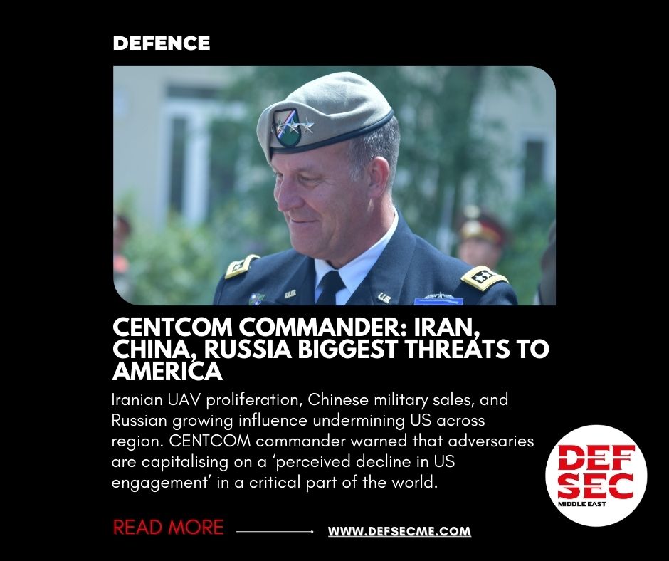 DefSecME's tweet photo. #US @CENTCOM : #Iran, #China, and @Russia are biggest threats to interests in Middle East 
#DefSecME 
https://t.co/4mFmCVKUuQ https://t.co/vtTZ8pj2md