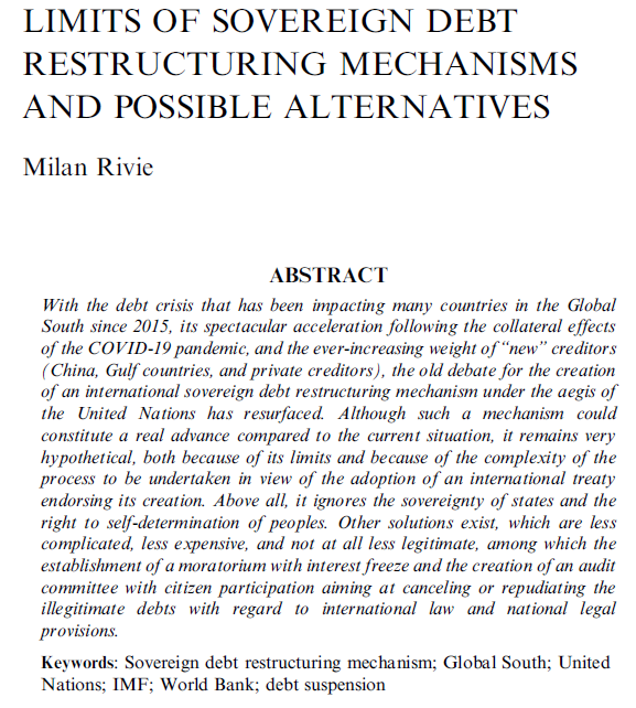 nssylla's tweet photo. Chap.6: Milan Rivie: “Limits of sovereign debt restructuring mechanisms and possible alternatives”
@CADTM_int https://t.co/t7TTEkZPVo