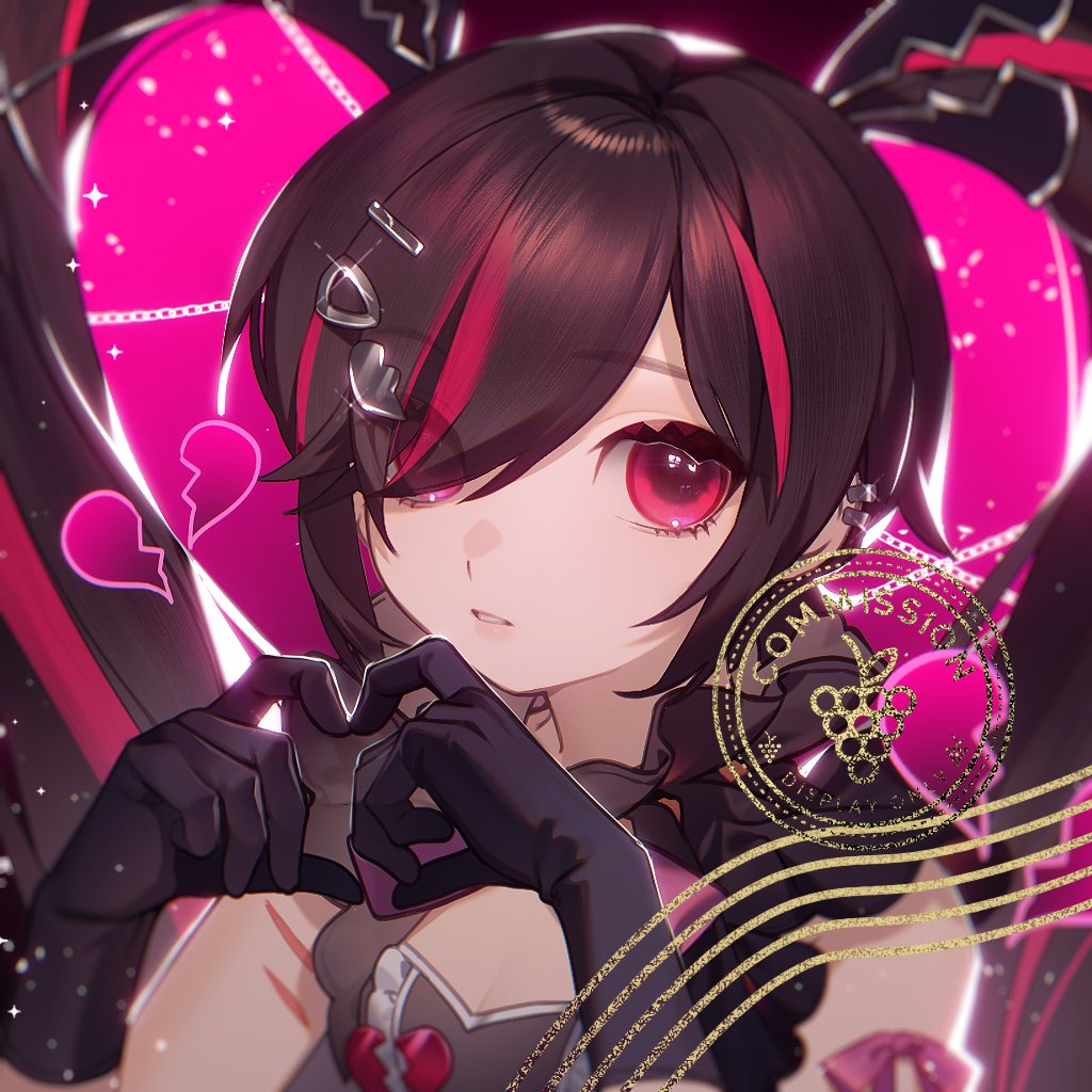 1girl heart solo gloves heart hands hair ornament twintails  illustration images