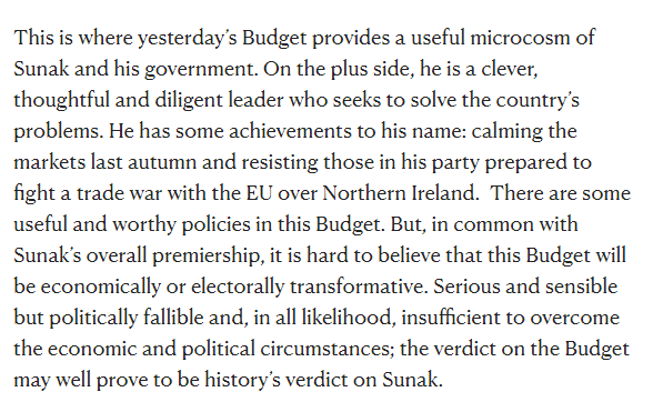 Good sympathetic assessment of what the Budget says about Sunak by @DavidGauke newstatesman.com/comment/2023/0…