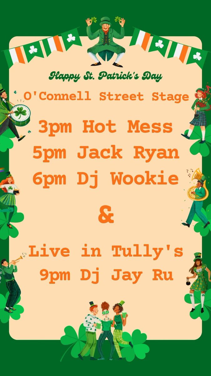 Don’t worry about the weather. It’ll be grand in an hour or two. Open from 12.30 today. O’Connell Street Stage kicking off from 3pm.
