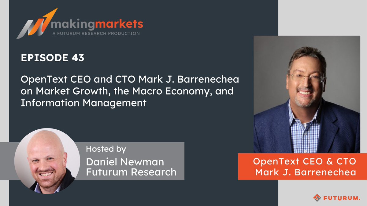 MakingMarkets_'s tweet photo. #MakingMarkets EP43: host @DanielNewmanUV sits down w/ @OpenText’s @markbarrenechea, to discuss their recent acquisition of @MicroFocus, information management &amp; systems integrations &amp; more. https://t.co/d2X48TBF2r

#OpenText #venture #mergersandacquisitions @FuturumResearch https://t.co/ioQMIh75hK