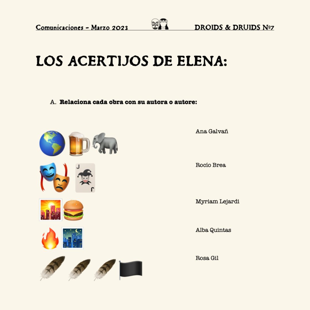 DroidsAndDruids's tweet photo. 🗞️NÚMERO 7🗞️

¡Ya está aquí el número 7 de la revista Droids &amp; Druids sobre Comunicaciones! 

Microrrelatos, artículos, relatos, poemas, acertijos e ilustraciones 🎨

Descarga en Lektu por un tuit👇
https://t.co/uJmF0BJYvA https://t.co/NGEBfVdwNk