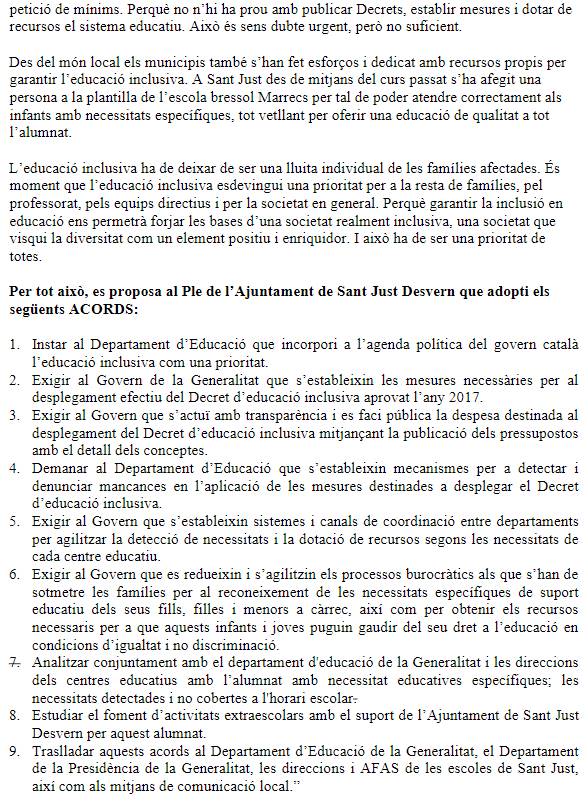 SJInclou's tweet photo. El Ple de @santjustcat del 23 de gener de 2023 va aprovar, per unanimitat, una moció per afavorir l'educació inclusiva al municipi. https://t.co/vhkKy2JASl