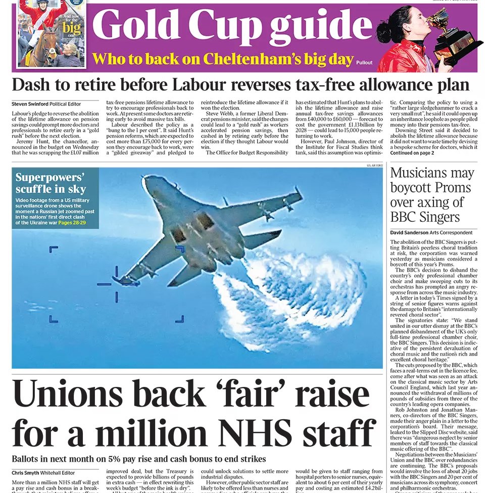 Unintentionally hilarious. The Tories are bringing in the Private Pension hike to encourage the wealthy to remain working & to return to work. BUT because Labour claims it intends to reverse it, they're all deciding to retire before then! AT LAST there's an NHS pay rise on offer.