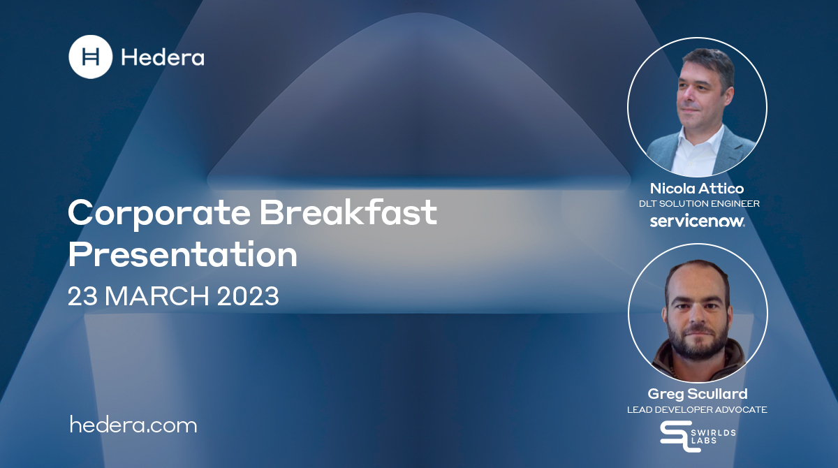 Hedera (@hedera) on Twitter photo Upcoming session, #PBW2023:
Mar 23 | 9:55AM | Corp. Breakfast Room
Join <a href="/ServiceNow/">ServiceNow</a> #DLT Solutions Engineer <a href="/nicolaattico/">Nicola Attico</a> and @SwirldsLabs Dev Advocate <a href="/HederaKid/">Greg Scullard</a> at <a href="/ParisBlockWeek/">Paris Blockchain Week</a> for a presentation and live demo on how ServiceNow is using #Hedera to improve customer Upcoming session, #PBW2023:
Mar 23 | 9:55AM | Corp. Breakfast Room
Join <a href="/ServiceNow/">ServiceNow</a> #DLT Solutions Engineer <a href="/nicolaattico/">Nicola Attico</a> and @SwirldsLabs Dev Advocate <a href="/HederaKid/">Greg Scullard</a> at <a href="/ParisBlockWeek/">Paris Blockchain Week</a> for a presentation and live demo on how ServiceNow is using #Hedera to improve customer