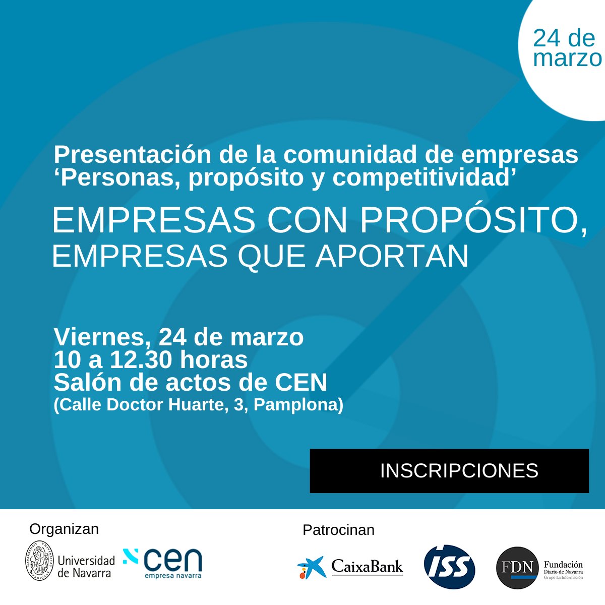 IEHunav's tweet photo. @IEHunav  te invita a asistir al evento empresarial "Personas, Propósito y Competitividad". Queremos abrir las puertas a cualquier organización de Navarra que esté interesada en ser una empresa con propósito.

Inscríbete aqui👇
https://t.co/wOXbhdI8HU https://t.co/Nb5KtQfVPa