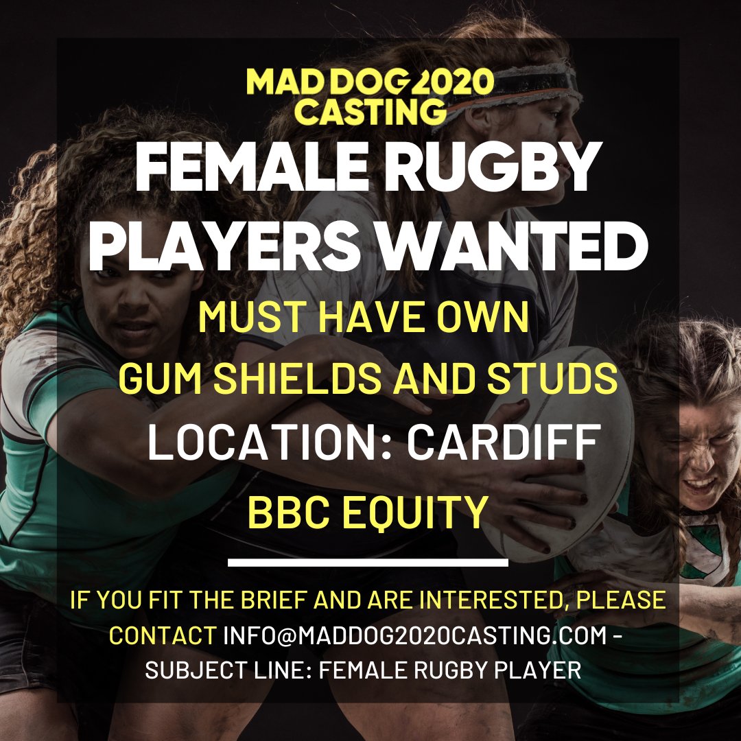 MD2020Casting's tweet image. FEMALE RUGBY PLAYERS WANTED! 
***PLEASE SHARE***

#CastingCall #FemaleRugbyPlayer #RugbyPlayer #Outreach #Cardiff #Wales