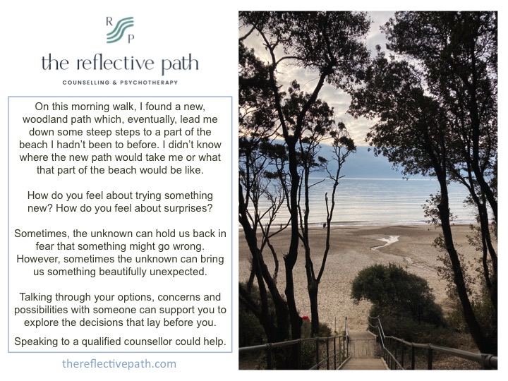 ReflectivePath's tweet image. How do you feel about trying something new? #counselling #psychotherapy #anxiety #change #surprise #talkingcanhelp #mentalhealth  thereflectivepath.com
