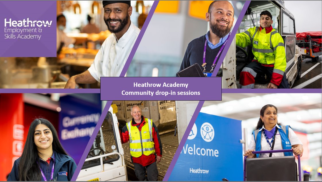 A community drop-in session will be held today at the Heathrow Academy. This is a fantastic chance to learn more about the great careers that are offered at the airport and to receive the support you need to land your ideal position.
No booking required just drop by between 2-6pm
