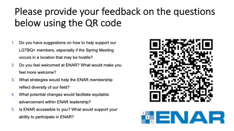 ENAR IDEA (Inclusion, Diversity, Equity, and Accessibility) is hosting a Town Hall on Tuesday March 21 at 5:45 pm at ENAR spring meeting #ENAR2023 to discuss these questions. Please take a moment to provide your thoughts on these questions and we hope to see you there!