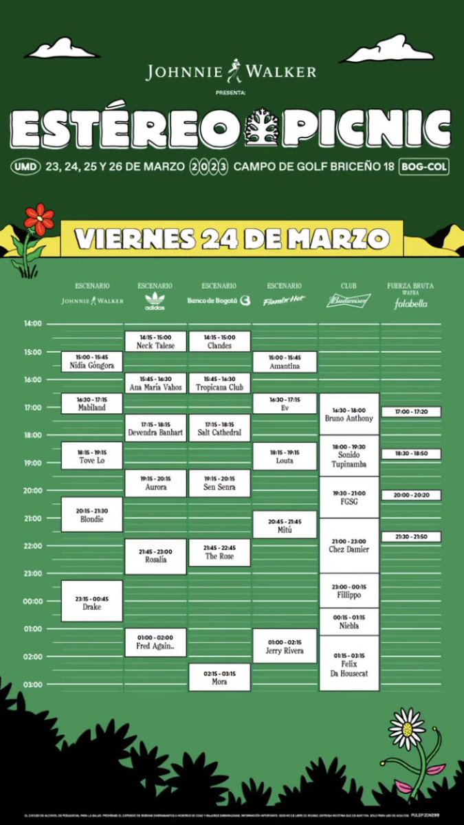 memoospi's tweet photo. Horarios del @Festereopicnic_ en formato vertical para ponerlo de fondo de pantalla en el celular 🙌
#FEP2023 https://t.co/z3As7dvqlt