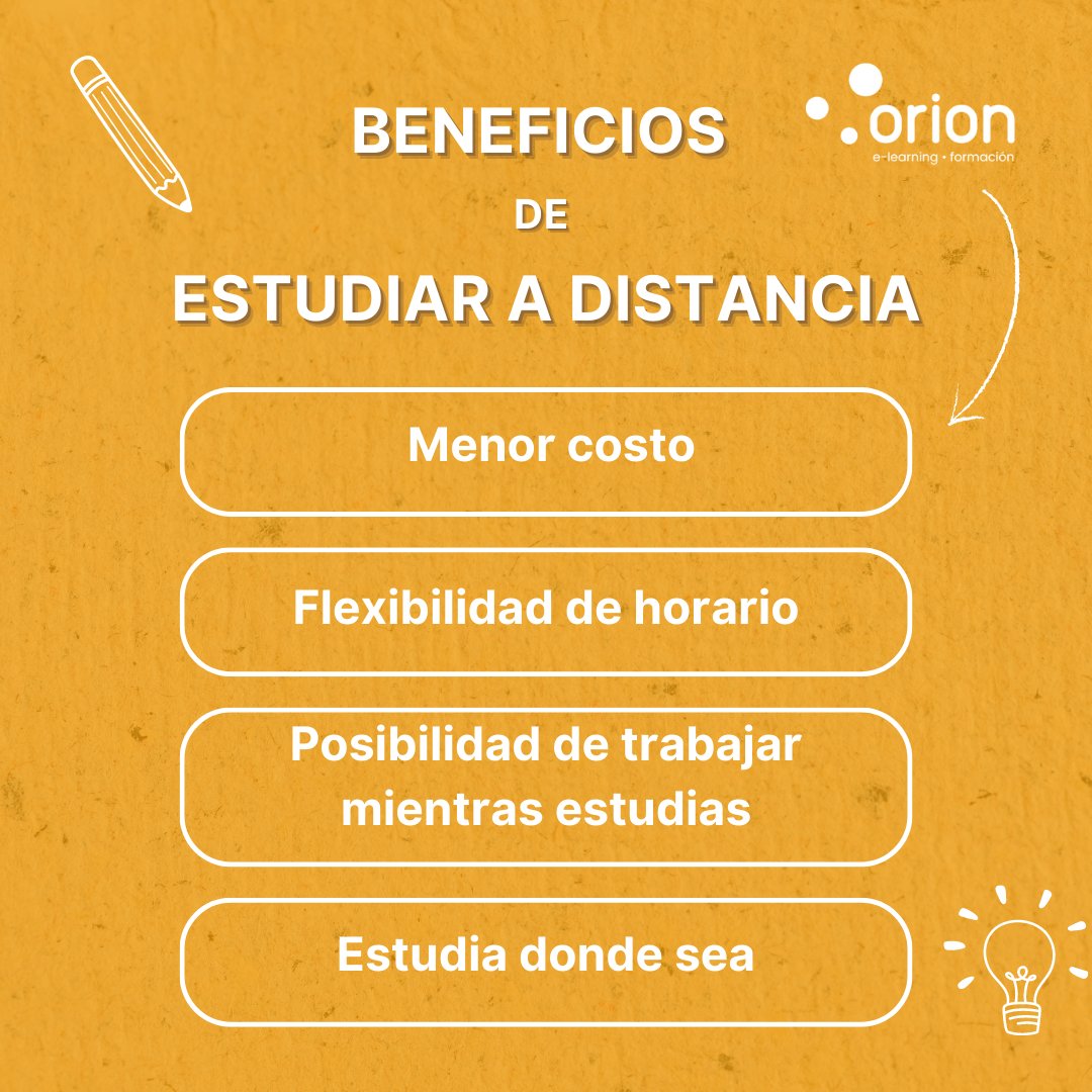 ¡Descubre los beneficios de estudiar a distancia! Este tipo de enseñanza ganó popularidad durante la pandemia debido a las limitaciones que la cuarentena presentaba para los estudiantes.
 #orion #cursoshomologados #examenesonline #aprender #EstudiarADistancia