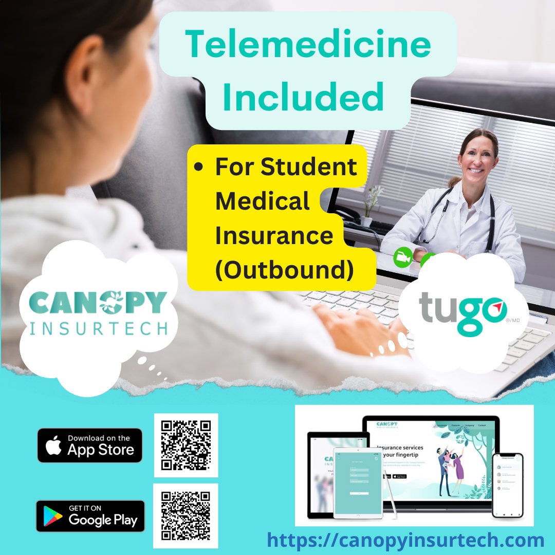 Big news for students studying/traveling in US from our proud partner TuGo® ! As of March 21, 2023, TuGo's Student Medical Insurance (Outbound) includes access to 1.800MD® powered Telemedicine service👨‍⚕️👩‍⚕️📞.  Another reason to use Canopy App for your travel insurance needs!