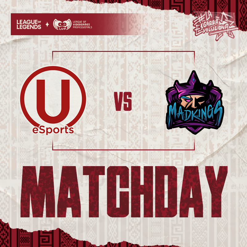 ¡Hoy nos jugamos todo en la <a href="/LVPperu/">LVP PERÚ</a> ! Ganar o morir contra 
<a href="/madkingsesports/">Mad Kings Esports</a>
. ¡Hagamos relucir la garra! 

🇵🇪: 19:00
🇦🇷 🇨🇱: 21:00 
🖥: twitch.tv/lvpperu

#LaGarraEvoluciona #UniversitarioeSports #StarsLeague