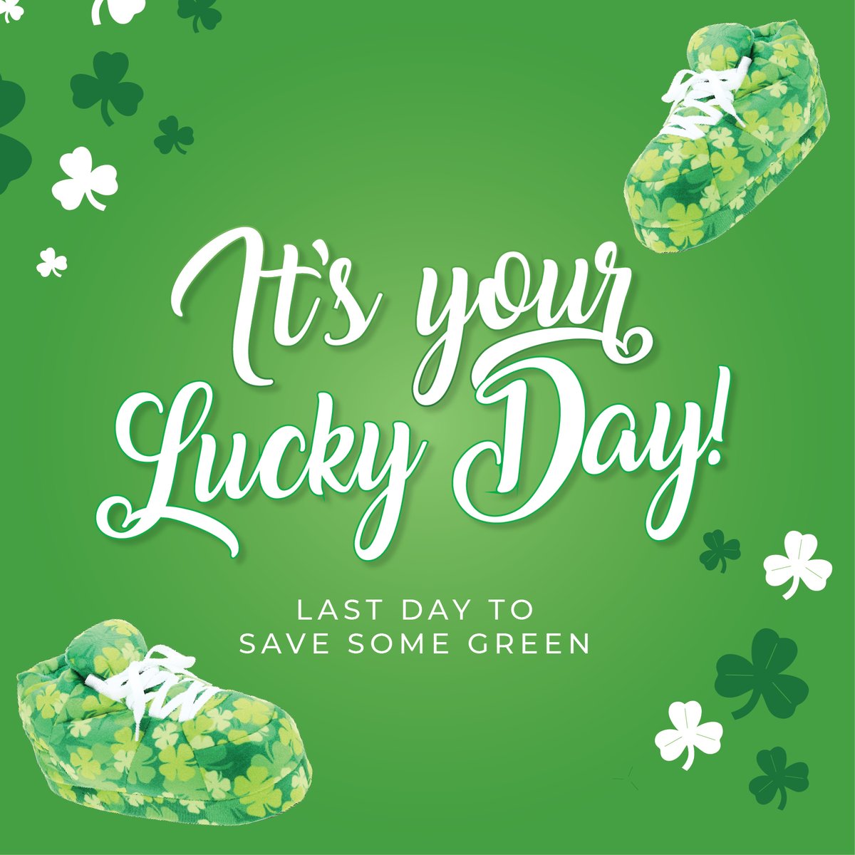 Last Day for Lucky Savings. Save some green with 17% off! Use code: PADDY17. Happy St. Patrick's Day! ☘️

#buyhappyfeet #happyfeetslippers #slippers #happyfeetslippers #clover #shamrock #cloverslippers #lucky