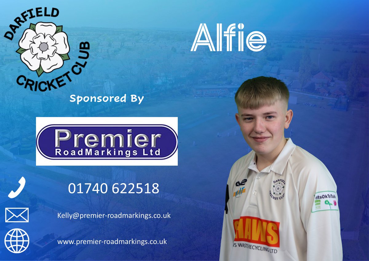 CCDarfield's tweet photo. Next player is another of our younger generation, he returned to play his adult cricket at DCC in 2022, sponsored by Premier Road Markings, Alfie
#UptheDCC #SeniorSquad #DCCFuture https://t.co/6FdUPkLkjx