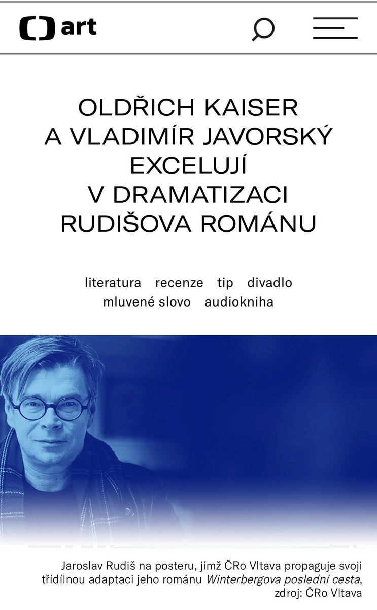 jaroslavrudis's tweet photo. Ještě pár dní k poslechu v archivu @CRoVltava : Winterbergova poslední cesta 
“Kdo Rudišův klíčový román četl, sotva může být touto adaptací zklamán; a kdo jej dosud nečetl, toho může zdařilá adaptace k textu přitáhnout,” píše Josef Chuchma. #bahnzeit https://t.co/5zQvSKB7ER