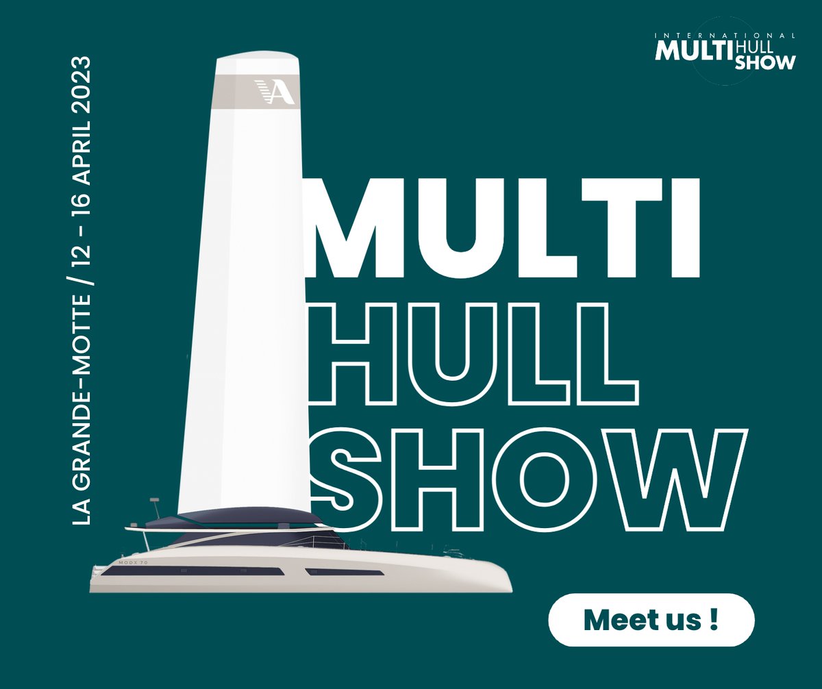 modx_catamarans's tweet photo. The MODX team will be present at the Multihull show in La Grande-Motte from 12 to 16/04. We will display a unique operational version of the new Aeroforce wing propulsion system designed to power the MODX 70 series. Come and meet us to discover why MODX is the future of yachting! https://t.co/3B7FjSAnZq