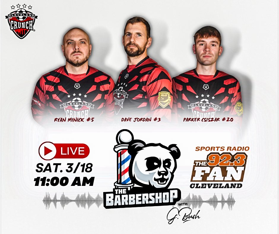 Tune in LIVE tomorrow at 11:00am on <a href="/923TheFan/">92.3 The Fan</a> ▶️🎙️

<a href="/Gbush91/">Garrett Bush</a> <a href="/MLISpro/">MLIS</a> @MLISNews #crunchtime #theland #cleveland #crunch #soccer #sports #radio #cle #indoor #podcast #barbershop