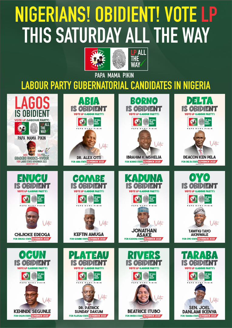 BROTHERAFRICA3's tweet photo. #Endpolitics of #thuggery and #godFatherism
#EndAPC, #EndCorruption.
Vote Labour Party from tip to bottom tomorrow.

Vote Credibility, Accountability and Competence!
#ANewNigeriaispossible. https://t.co/wISCIroUqo