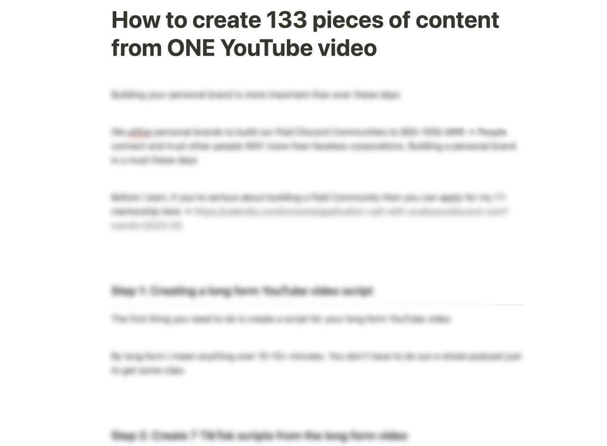 Want to build a personal brand but don't have time?

Here is my content strategy I use to get 133 pieces of content from just ONE of my YouTube videos

Like, Retweet + Comment 'youtube' and I'll send it to you for free

(must be following or I can't send it)