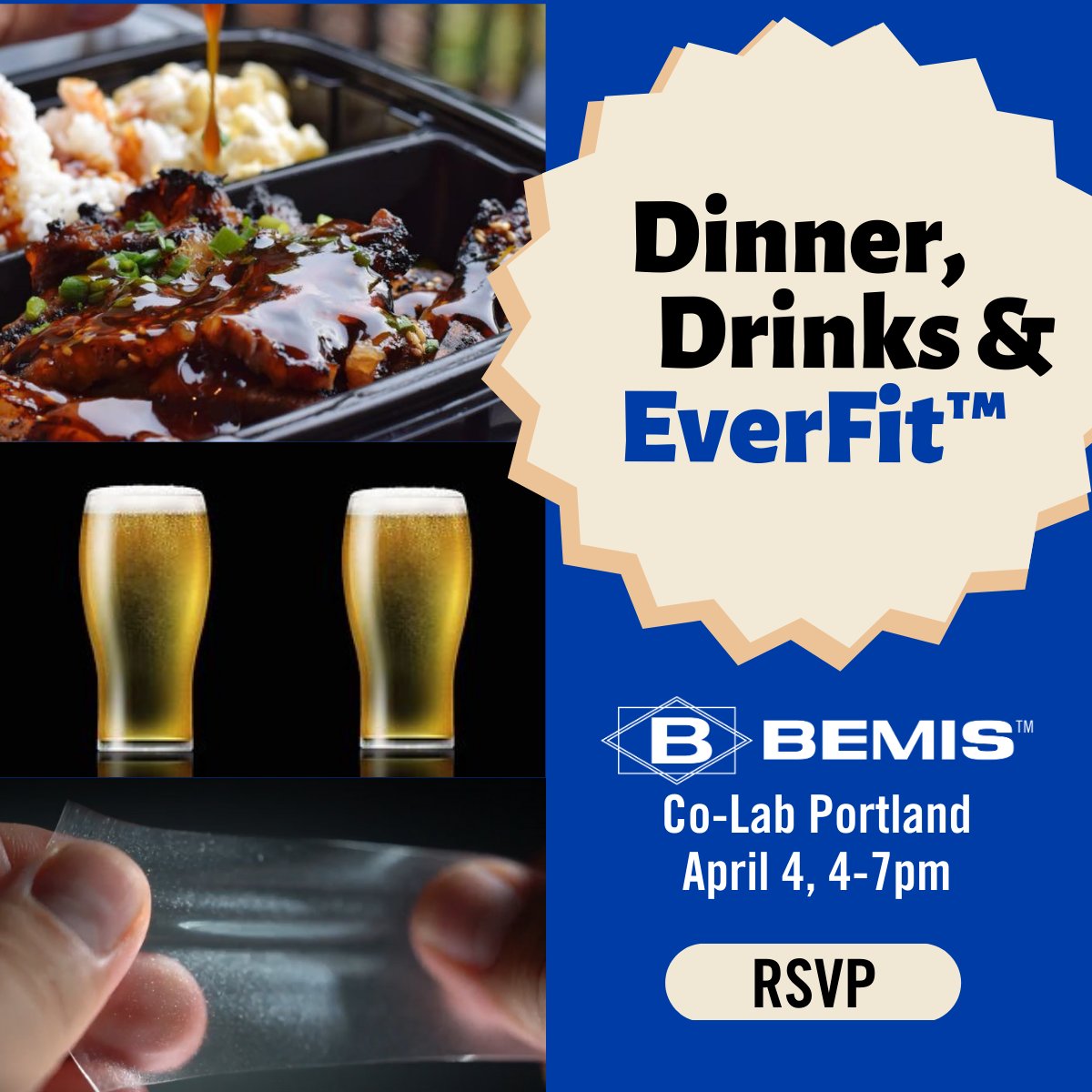 Join us April 4th at Bemis Co-Lab Portland!

We're serving up dinner and drinks and sharing a first-hand look at EverFit™ 6430, our game-changing elastic replacement. You've got to FEEL how soft it is and SEE its incredible snap back!

RSVP:  bit.ly/405zMyC