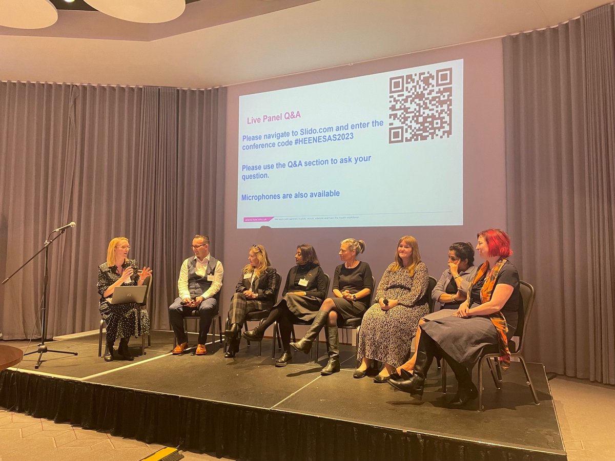 MADEinHEENE's tweet photo. What a power panel! Lots of great discussion during our live Q&amp;A panel. #HEENESASConference23
@NHSHEE_NEY @SASByChoiceUK @ElliePattinson9 @namita_1 @mikee3711 @hipple_laura @NavinaEvans https://t.co/X3T71UyHlb