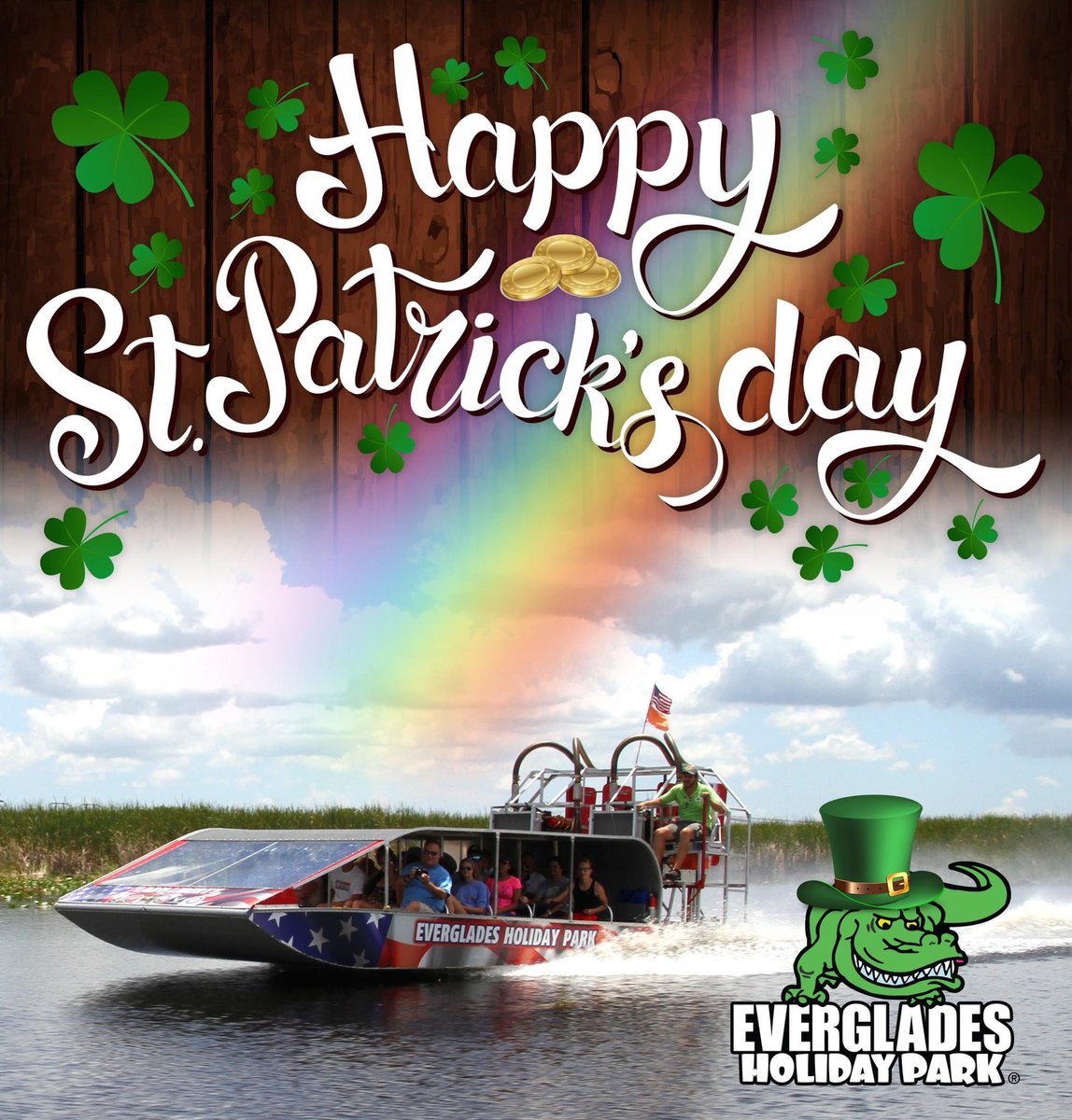 everglades's tweet photo. Happy St. Patrick's Day! Wishing y'all a pot oβgold and all the joy your hearts can hold! Come on down and celebrate St. Paddy's Day with us - we promise not to let any leprechauns near the airboats! ππβοΈ
#StPatricksDay #EvergladesHolidayPark #GatorsInGreen #ehp #happyfriday https://t.co/QZ9fklKRi4